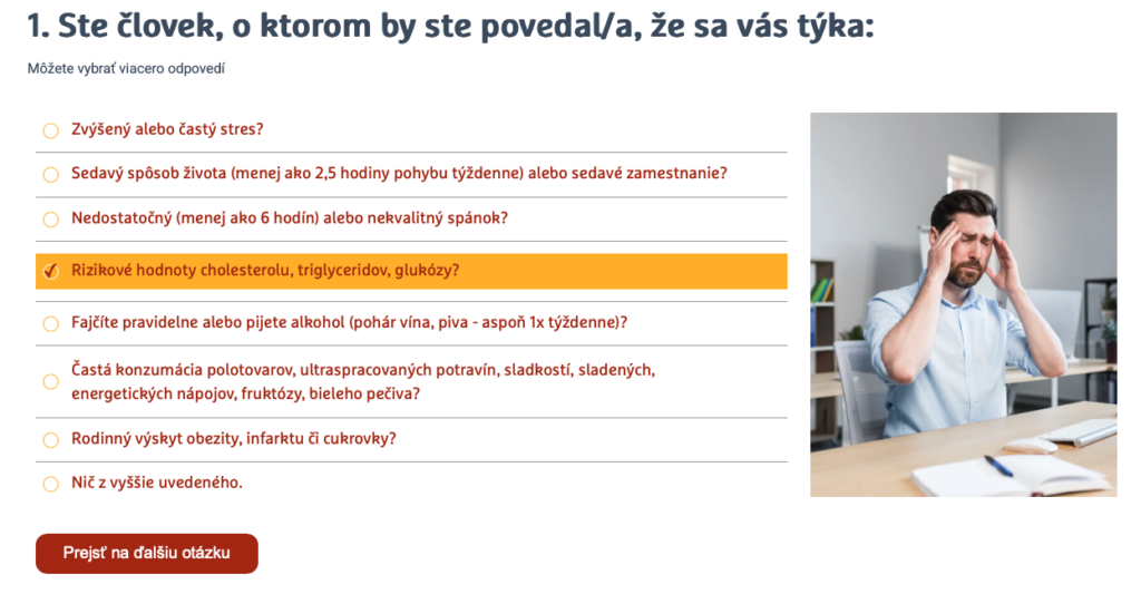 ukážka testu zdravia